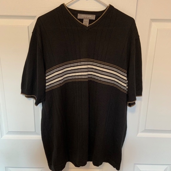 Pierre Cardin Men's Ribbed Striped Dressy Sweater T-Shirt Size L - Picture 1 of 8